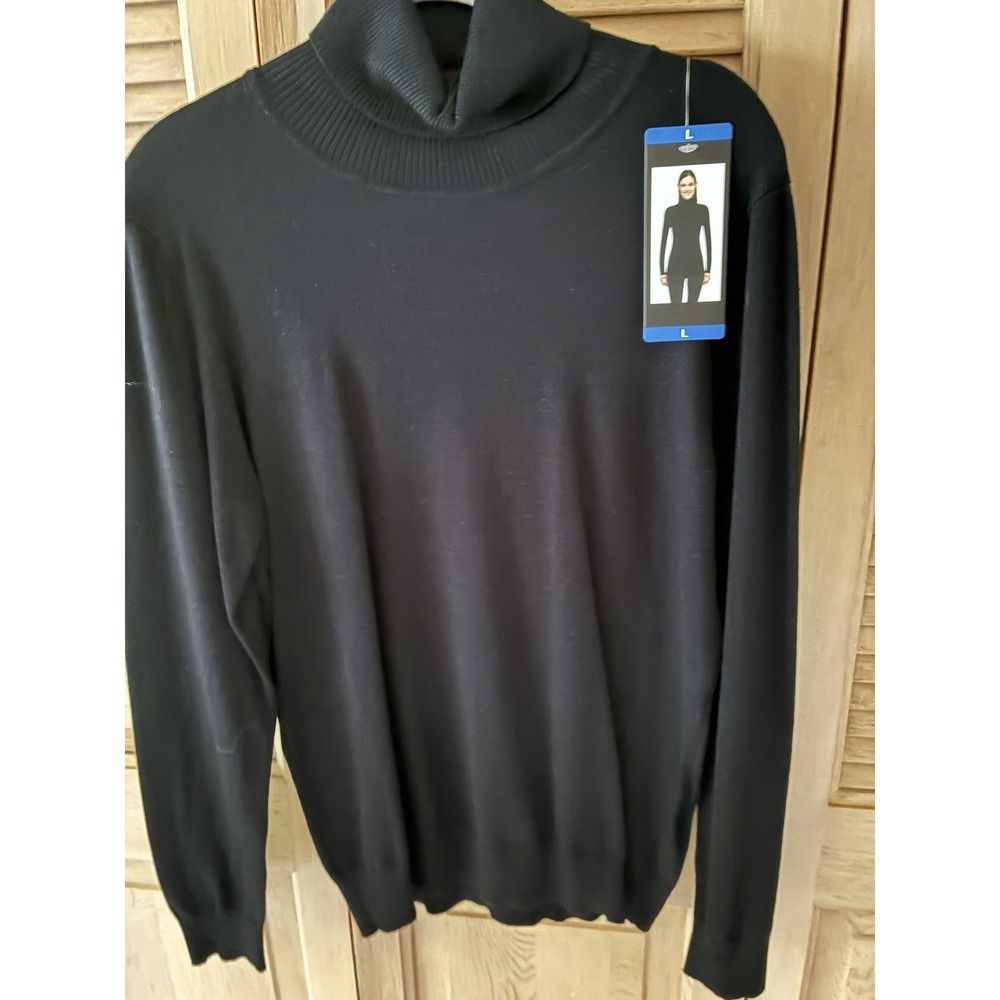 Andrew Marc Black Knit Turtleneck Pullover Sweater Women's Regular Size L
